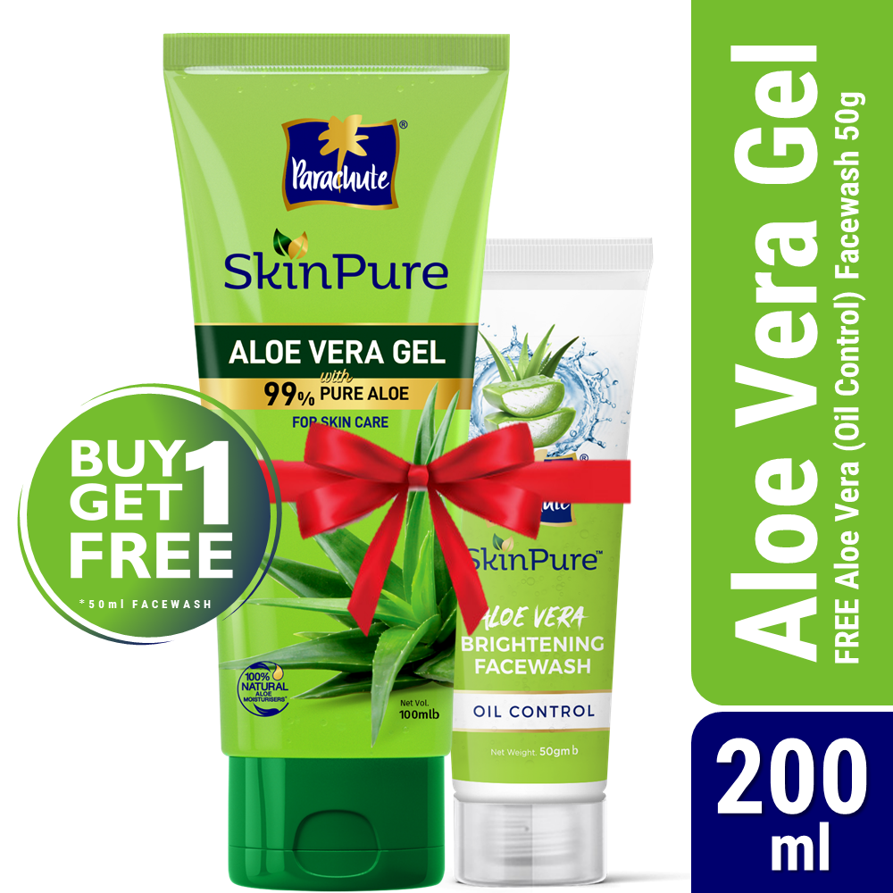 Buy One Parachute Skinpure Aloe Vera Gel 200Ml Get One Aloe Vera Facewash - Oil Control - 50Gm Free