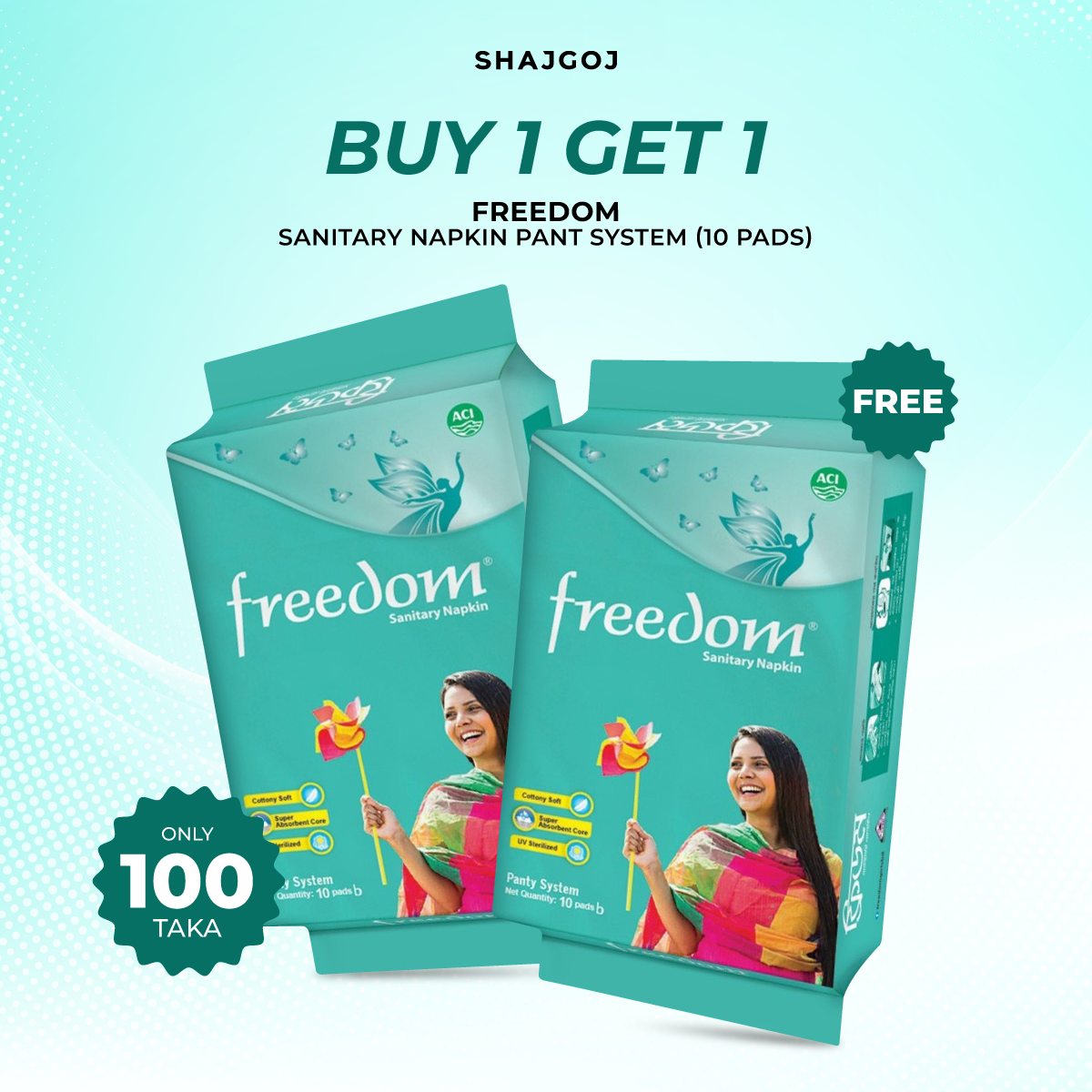 Freedom Sanitary Napkin Panty 10 pads (Buy One Get One)