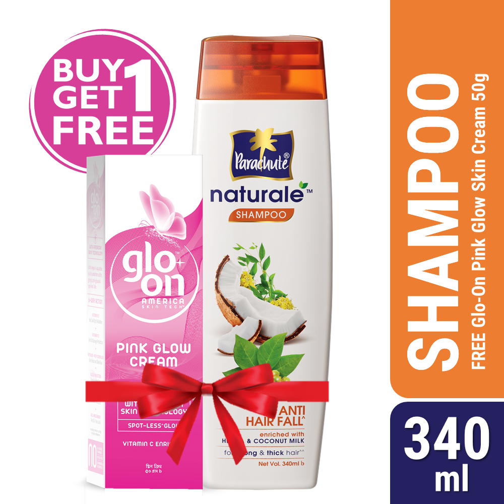 Buy Parachute Naturale Shampoo Anti Hair Fall 340ml Get GLO-ON Pink ...