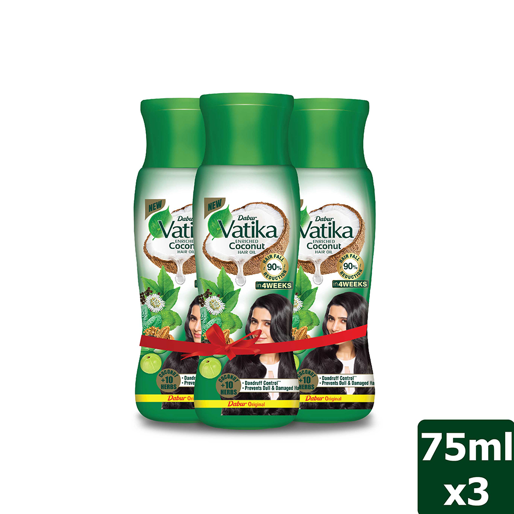 Dabur Vatika Enriched Coconut Hair Oil 75 Ml Pack Of 3