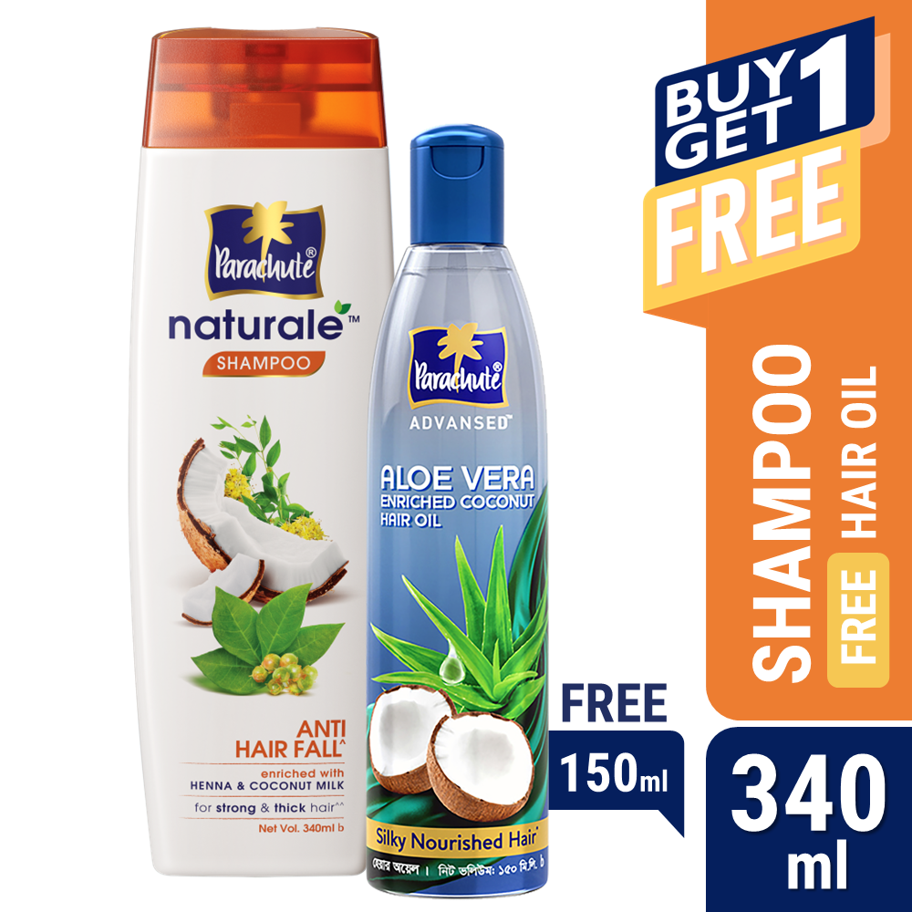 Parachute Naturale Shampoo Anti Hair Fall 340ml (FREE Parachute ...