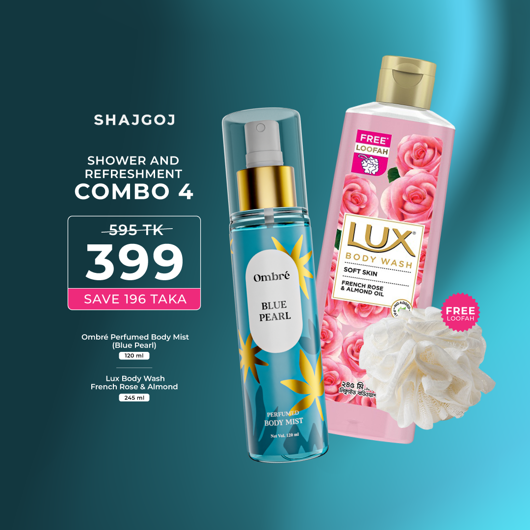 Shower and Refreshment Combo 04 (Ombre Body Mist - Blue Pearl + Lux Body  Wash with Free Loofah)