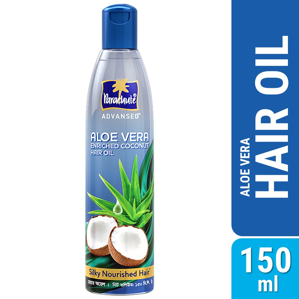 Parachute Advansed Aloe Vera Enriched Coconut Hair Oil , For Strong, Soft &  Silky Hair,Deep Nourishment & Conditioning, All hair Types, 5.1 Fl.oz.  (150ml)