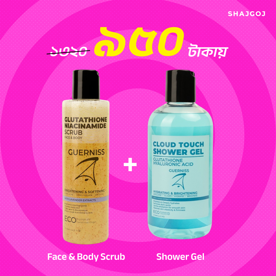 glutathione body scrub Guerniss Raw Glutathione Hyaluronic Acid Shower Gel (Cloud Touch) and  Guerniss Raw Glutathione Niacinamide Body Scrub Combo