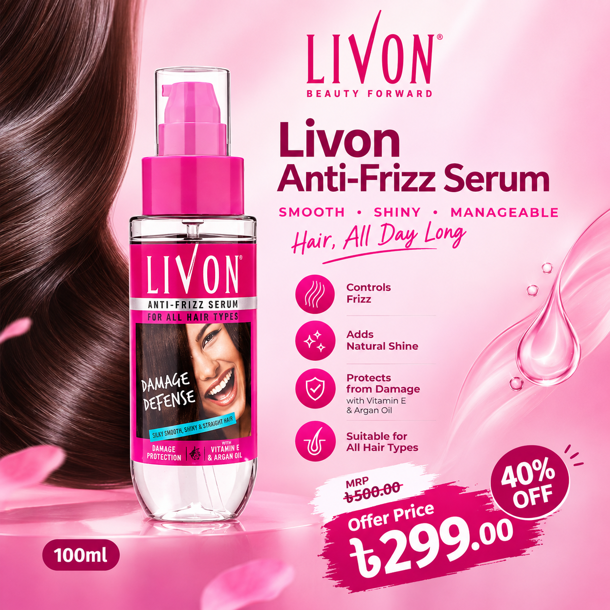 Livon Anti-frizz Serum-100ml