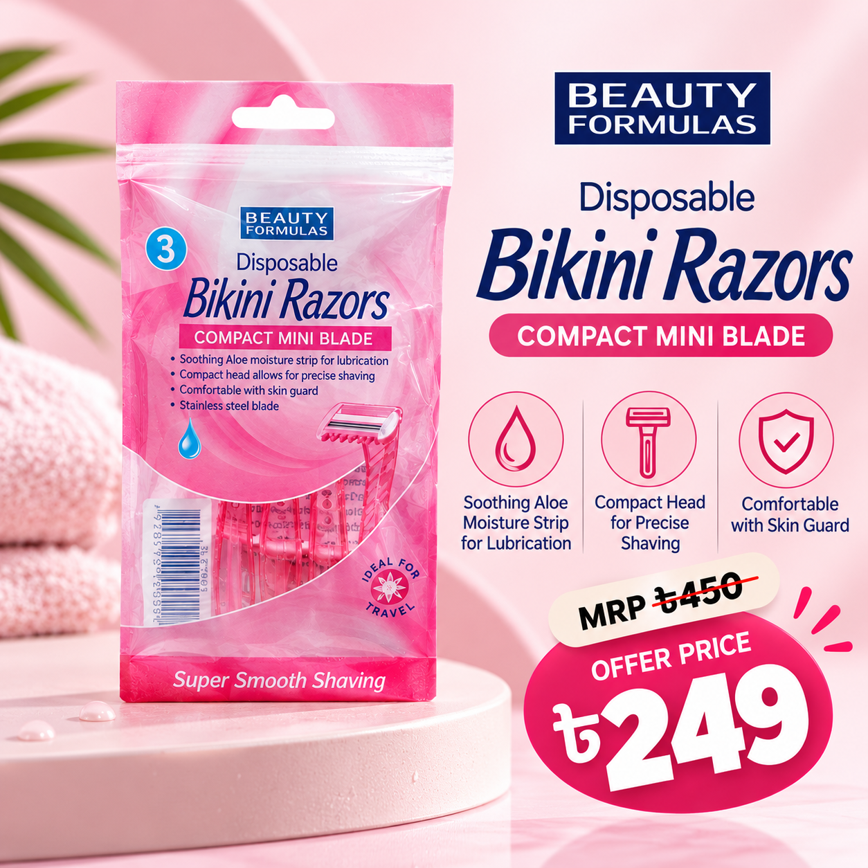 Beauty Formulas Bikini Razors Compact Mini Blade