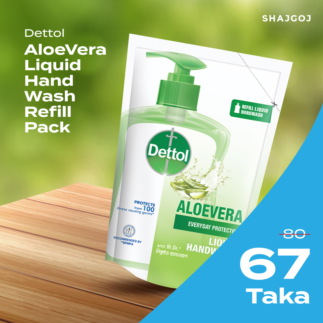 Dettol Handwash Aloe Vera Refill 170ml Protects From 100 Illness Causing Germs
