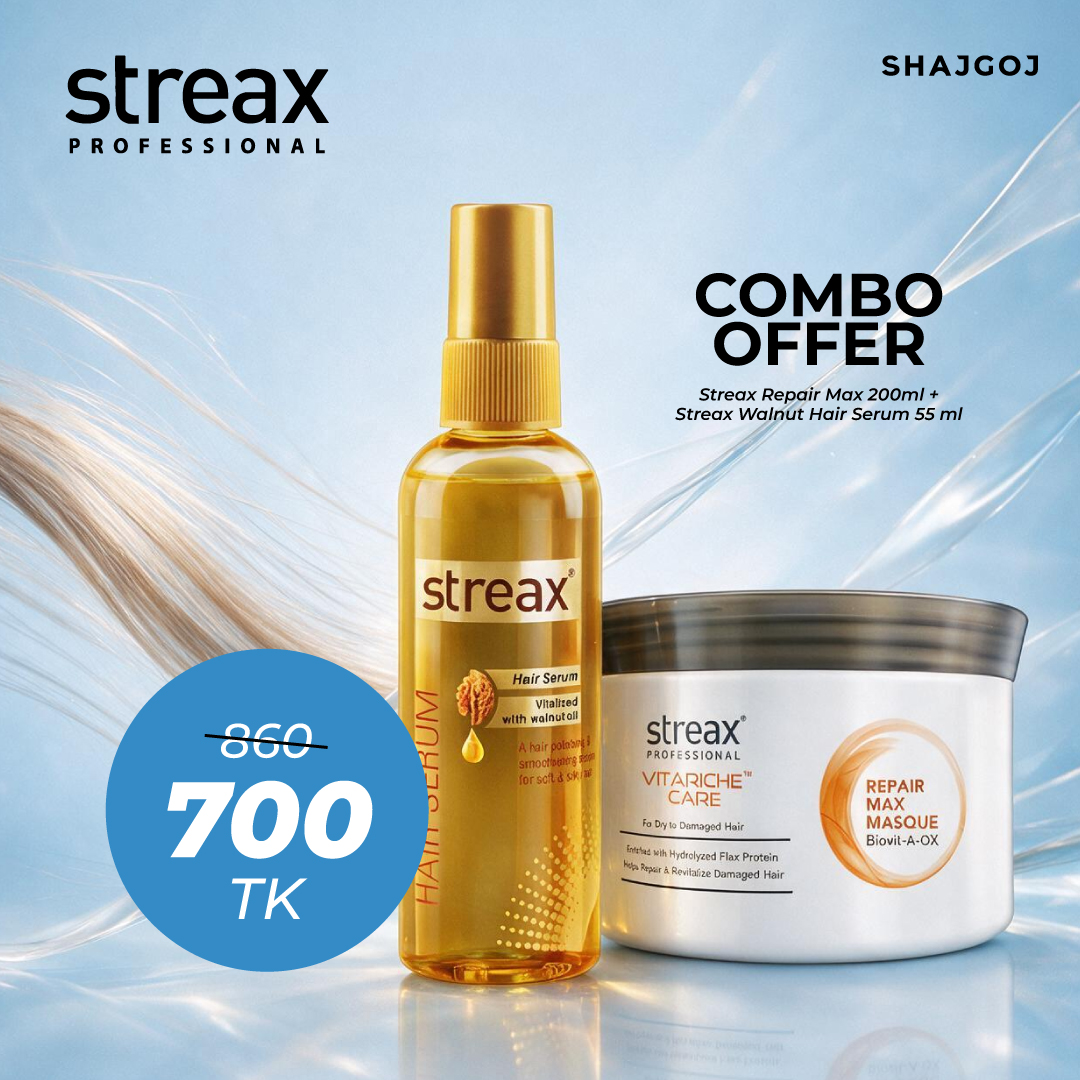 Streax Repair Max 200ml + Streax Walnut Hair Serum 55 ml